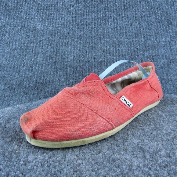 TOMS Women Flat Shoes Orange Fabric Slip On Size 8 Medium - Picture 1 of 10